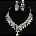 Wedding Jewelry 2023 New Bride Stylish and Elegant Bridal Jewelry Pearl Necklace Earrings Alloy Rhinestone Pearl Two-piece Set