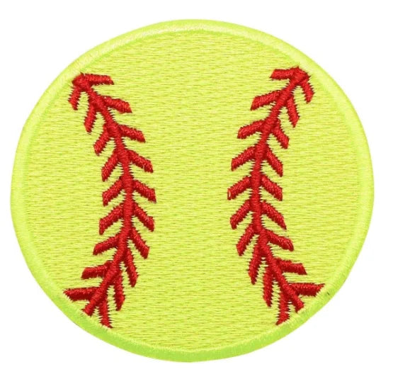 DIY 2-1/4" Neon Yellow Softball Embroidered Iron on Patch
