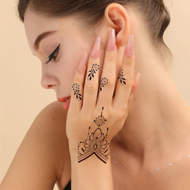 Five Ten GMPC/Sedex/ISO/EUDR Wholesale Temporary Eco-Friendly Paper Body Art Stickers Tattoo Ramadan White Brown Henna Girls