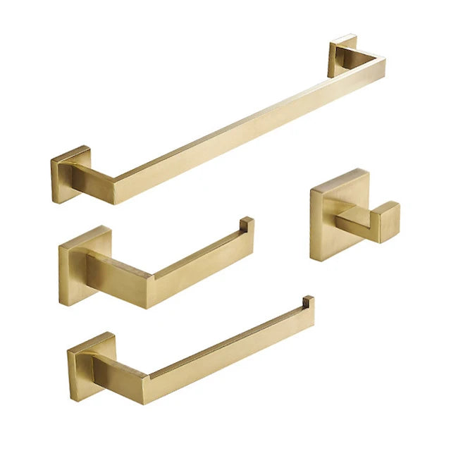 Modern Style Gold Bar Bathroom Hardware Set Stainless Steel Surface Finishing Brushed Nickel Hotel Towel Rack Bar New Style