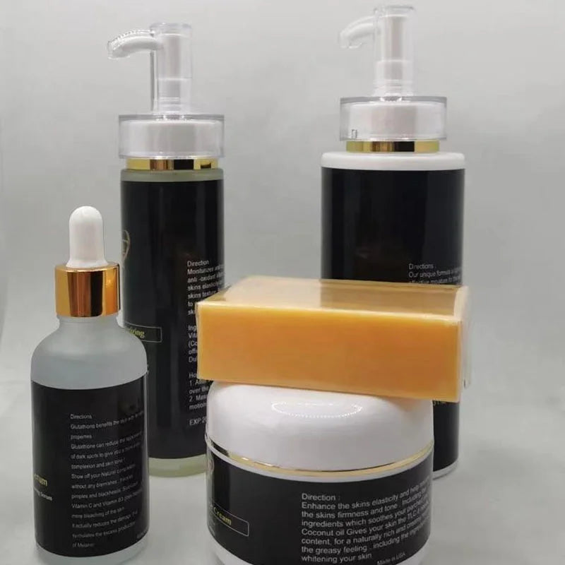 Fast Whitening & Brightening Set Shea Butter Face Cream Aloe Vera Serum Papaya Soap Glycerin Body Oil