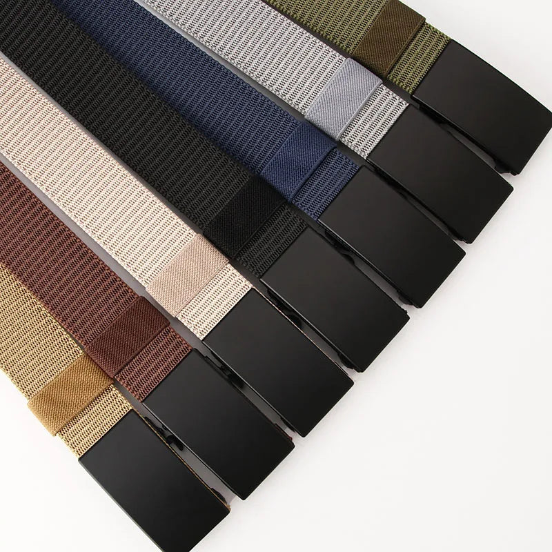 Belts for Men Multi-Color Nylon Webbing Belt Alloy Plate Buckle Durable Formal Custom Length Accessory for Daily Outdoor Styling