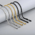 5MM Stainless Steel / Gold Plated / Black Twist Rope Chain Necklaces for Women Men Fashion Hip Hop Jewelry