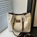 Casual Soft Corduroy Shoulder Bags for Women Large Capacity Simple Ladies Tote Handbags Commute Female Travel Shopping Bag