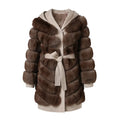 New Coming Wool and Real Fox Fur Coat Girls Winter Hooded Fox Fur Coat