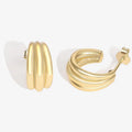 18k Gold Plated 925 Sterling Silver Ronds Texture Polishing Chunky Thick Circular Arc Stud Earrings for Anniversary Party Gift