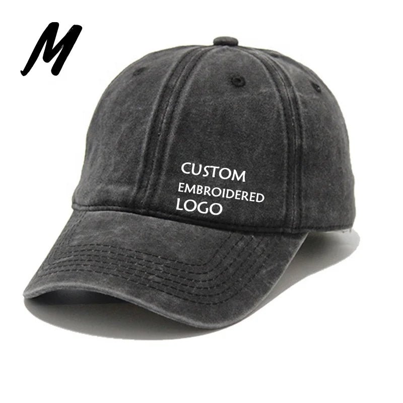 Wholesale Custom Blank Cap With Logo Washed Distressed Embroidered Unisex Men'S Sports Snapback Baseball Cap Hats for Women