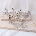 Stainless Steel Snake Jewelry Ring Women Adjustable Open Finger Ring No Fade Snake Round Ring Party Wedding Jewelry Gifts
