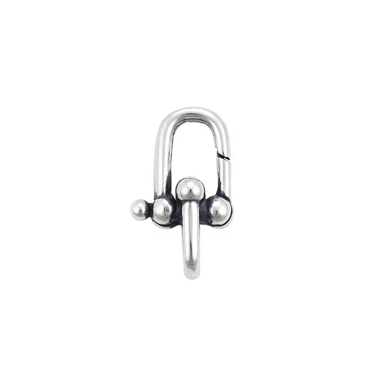 Large Medium Small Chunky 925 Silver Ball Double U Shaped Lock Horse Shoe Horseshoe Link Lobster Clasp for Bracelet Necklace