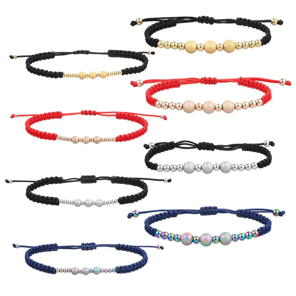 YL High-End Color-Free Washable Women's Stainless Steel Beads Woven Knot for Bracelet Trendy Nail Sand Gold for Couples
