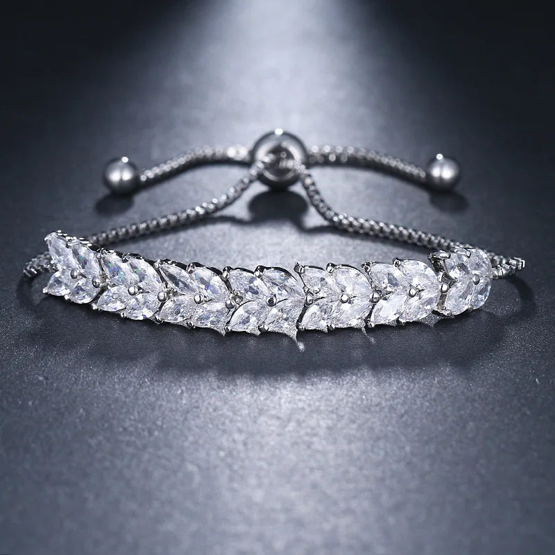 SLBRIDAL Sparkling Charm Fashion Cubic Zirconia Bracelet Girls CZ Daily Bracelet Gift Wedding Bridal Bridesmaids Women Jewelry
