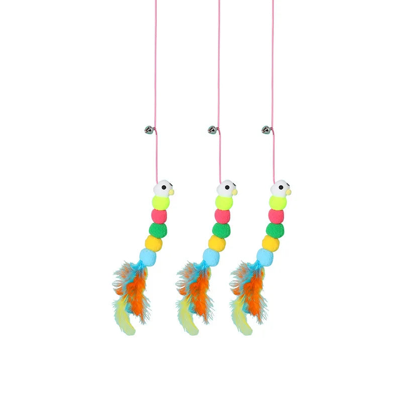Factory New Sticky Plate Elastic Hanging Door Self-healing Caterpillar Cat Teaser Stick Bell Self-healing Cat Toy