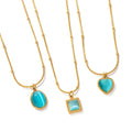 BINSHUO Trendy Stainless Steel Oval Shape Blue Natural Opal Stone Jewelry Pendant Necklace for Women