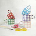 Korea Ins Irregular Hand Painted Lattice Ceramic Mug Creative Drinking Water Lotus Cup