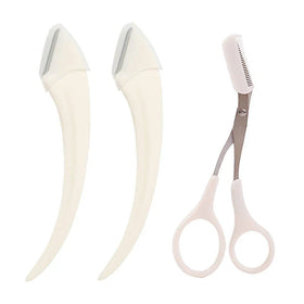 Women's Stainless Steel Beauty Scissors with Comb Eyebrow Trimmer Working Mode Shaving Makeup Tools