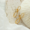 INS Simple Stainless Steel 18K Gold Plated Hollow Bowknot Earrings Hypoallergenic Infinity Stud Earring Jewelry Cute Earrings