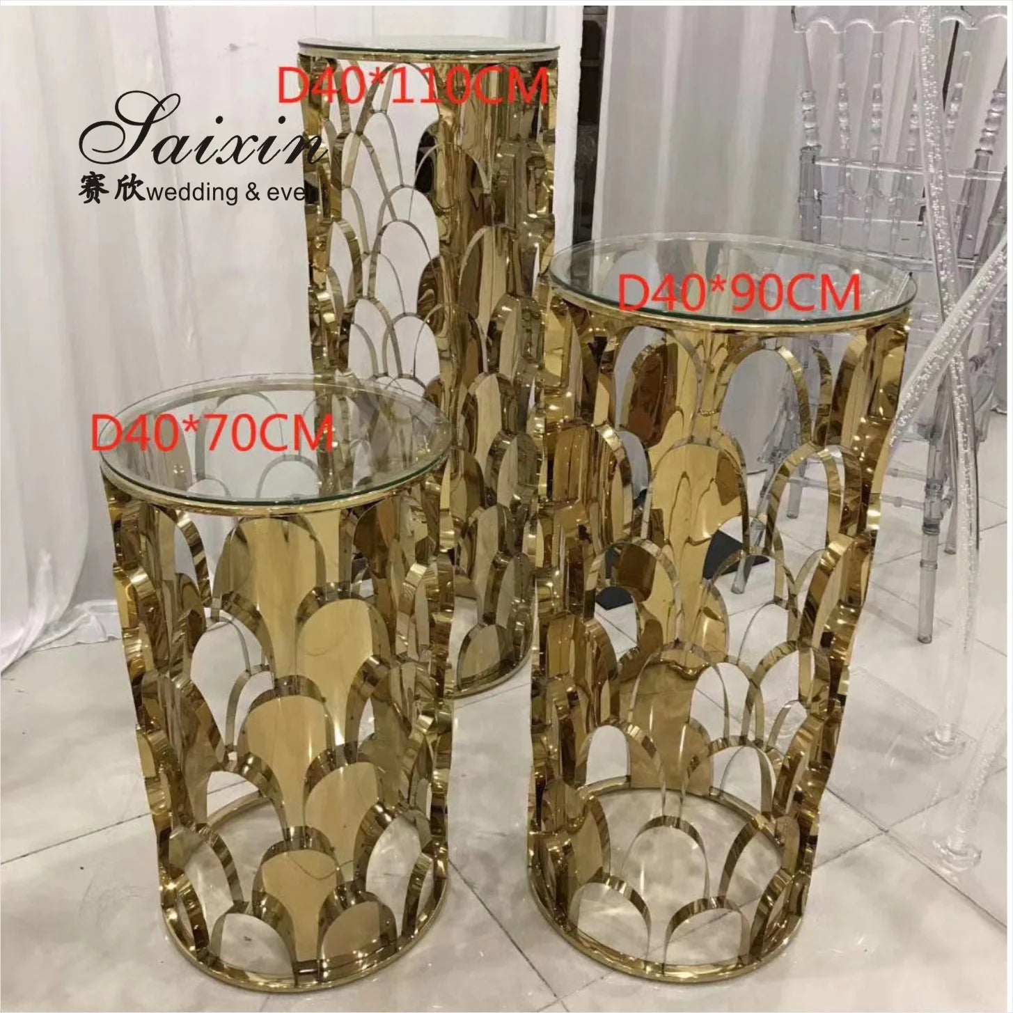 ZT-500 Gold Cake Stand for Wedding Events Luxurious Sweet Table with Flower Stands for Home Use Model Number Plinths