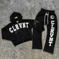 Custom Two Piece Sweatsuit Track Set Winter Distressing Embroidery Tracksuit Zip up Hoodie and Jacket Sets Men Manufacturer