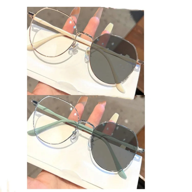 Fashionable Transparent Trendy Spectacle Frame Optical Glasses Computer Metal Frame Photochromic Unisex Glasses Women Men