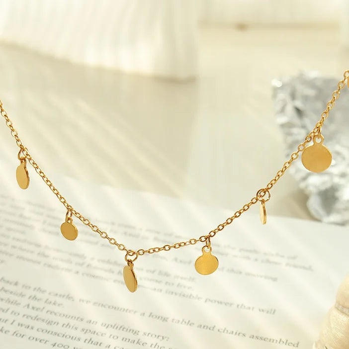 Simple Stainless Steel Round Small Hanging Piece Necklace Jewelry Wholesale Necklaces for Women