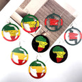 RisingMoon Hot Selling Jewelry Africa Map Outline Wood Earring African Colorful Printed Stripes Geometric Earrings