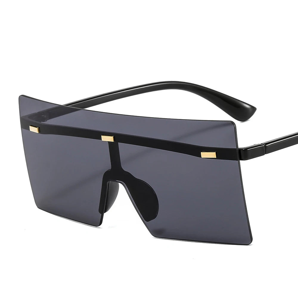 Large Square Sunglasses for Men and Women UV400 Rimless PC Frame Neutral Fashion Trend Sunglasses