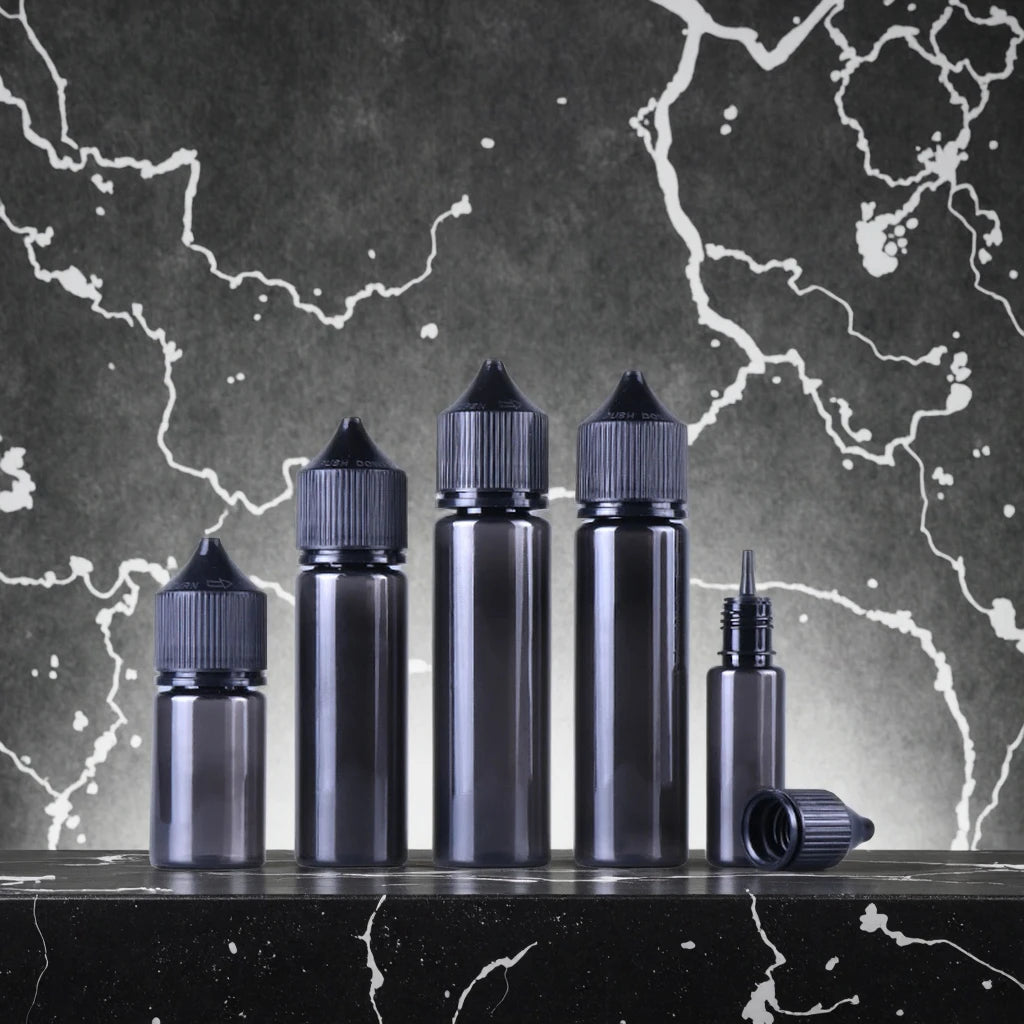 Luxury Oil Bottle 10/15/30/50/60/100/120ML PET Plastic Oil Bottle Extruded Black Tip Empty Plastic Bottle