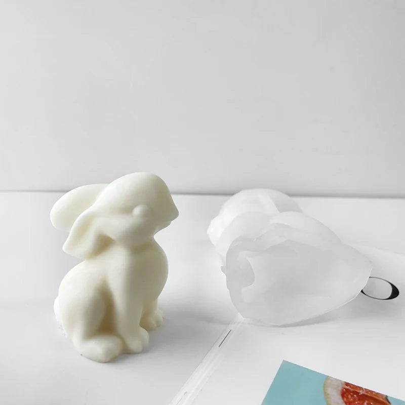3D Rabbit Mousse Cake Baking Mold DIY Rabbit Scented Candle Plaster Silicone Mold