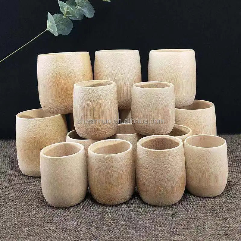 Wholesale Natural Bamboo Cup Coffee / Bamboo Tea Cup Reusable Set/ Bamboo Mug With Engrave Laser Logo for Holding Beverage