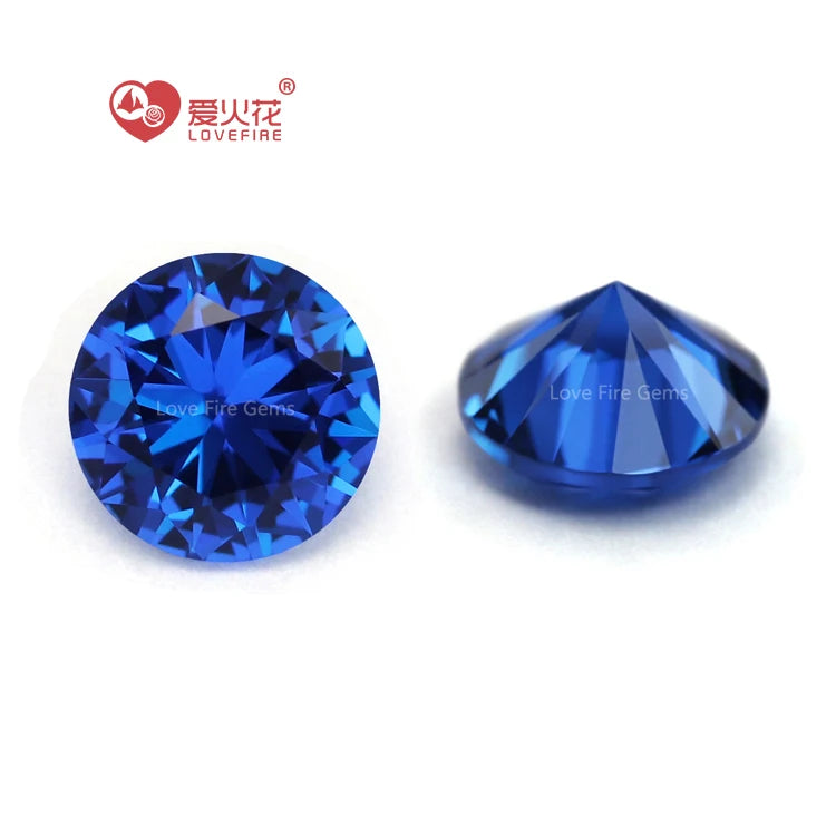 Fast Shipping Artificial Gemstone 119# Spinel Corundum Round Brilliant Cut Synthetic 119# Blue Spinel Loose Stones