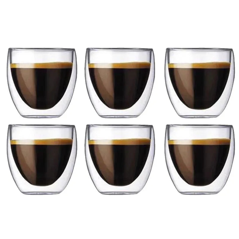 Factory Direct Selling Durable Handleless Designed High Borosilicate Glass Small Double Wall Glass Cup  Coffee Glass Cup