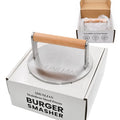 Stainless Steel Heavy-duty Burger Press Wood Handle Portable Easily Cleaned Polished Finish for Commercial Home Kitchen BBQ Use