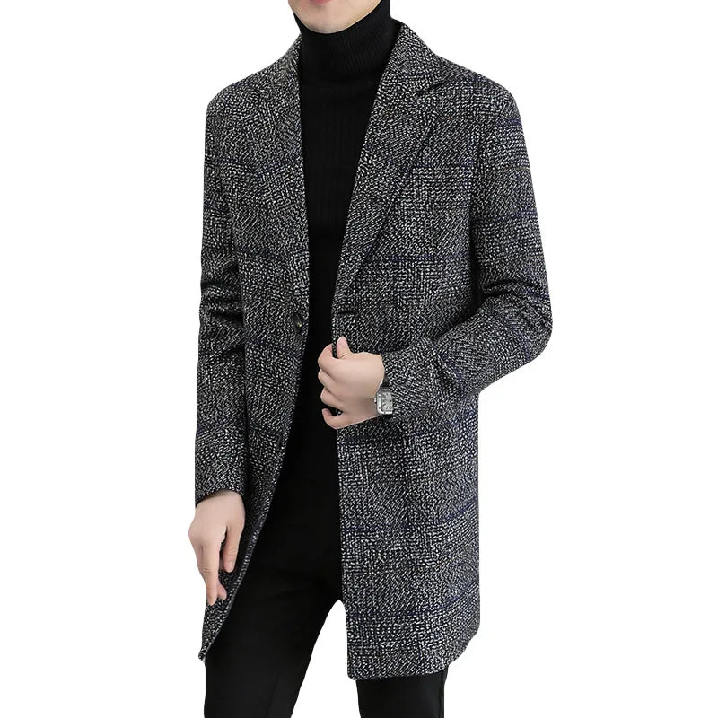 Fashion New Men Woolen Coat Warm Plus Size Long Winter Coat for Men Winter Trench Coat for Men