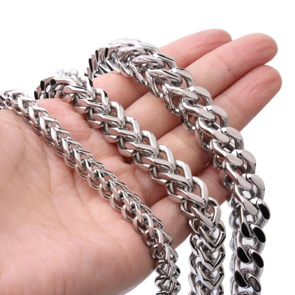 6/8/10MM Custom Men Chain Wide Silver Color Men Boys 316L Stainless Steel Figaro Chain Necklace Jewelry
