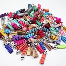 Wholesale Bulk Stock Colored Korea Suede Keyring Key Chain DIY Tassel Cellphone Strap Jewelry Charms Leather Tassels Accessories
