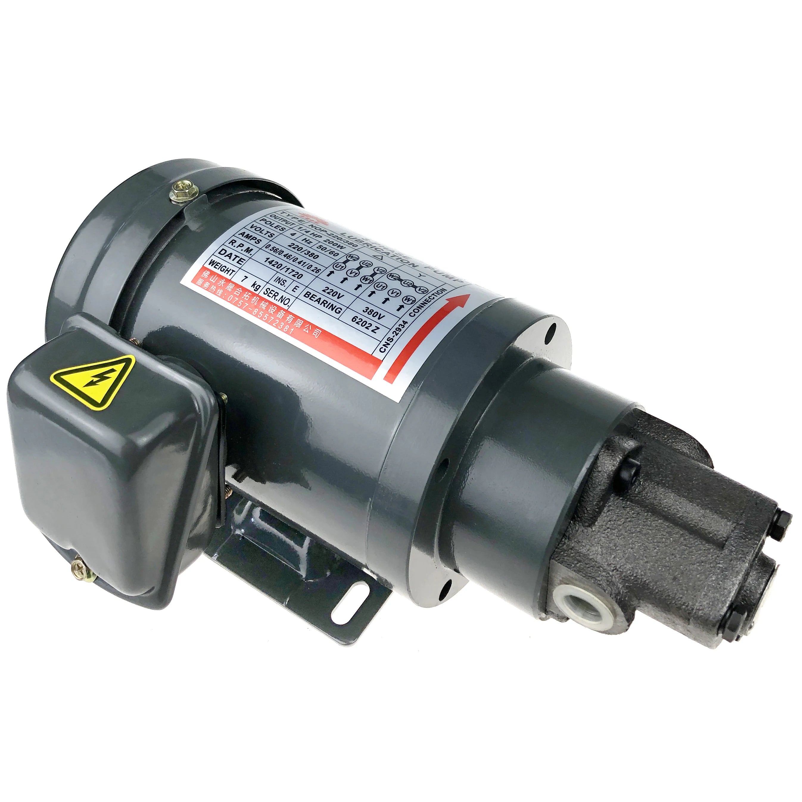 Electric Trochoid Pump Gerotor Lubrication Oil Lubricator Circulation Oiler 380V 3Phase 200W Top-12A for Circulating Lubrication