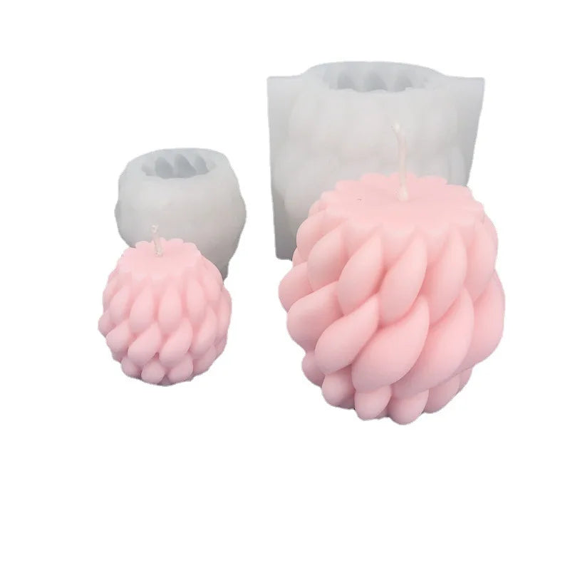 HY Twirl Raindrop Shape Candle Mold Geometric Curved Pillar Silicone Candle Soap Wax Mold