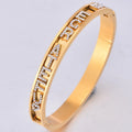 18k Gold Plated Letter Bangle Custom Name Bracelet Stainless Steel Bangle Crystal Rhinestone Slider Charm Bangle