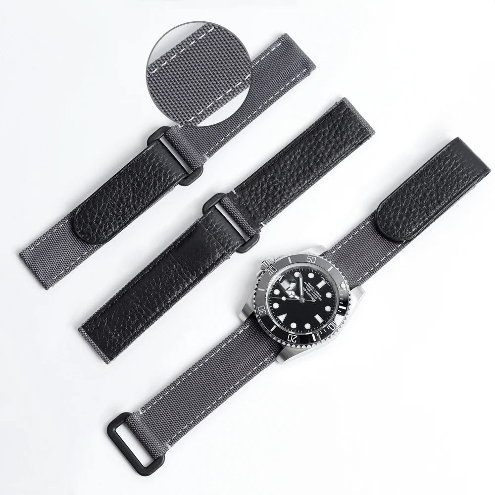 Luxury Watch Strap Sailcloth Watch Band Nylon Canvas Leather Straps