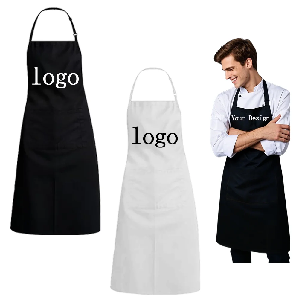 100% Polyester Kitchen Apron Custom logo Business Advertising Promotional Gift Restaurant Kitchen Cooking Adjustable Apron