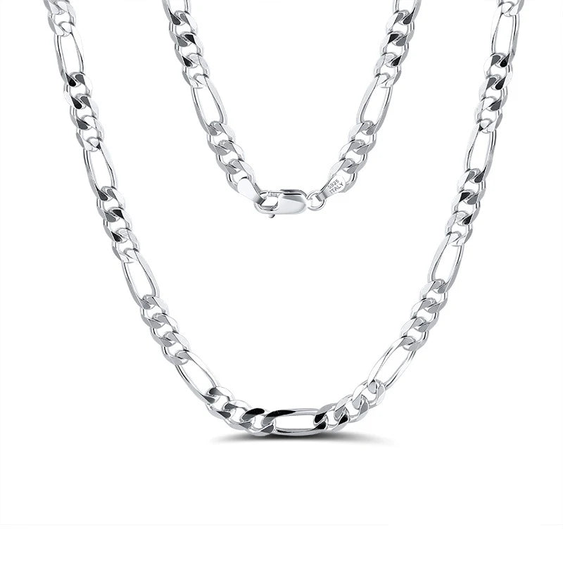 16inch-24inch Minimalism 5mm Thick 925 Sterling Silver Figaro Chain Necklace for Men Women