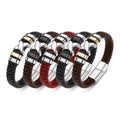 Stainless Steel Classic Black Leather Jewelry for Men Hand Jewelry Gift Handsome Business Bracelet with Metal Magnetic Clasp