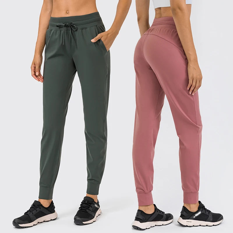 SHINBENE Casual Soft Nylon Sport Fitness Joggers Women's Drawstring Workout Leisure Sweatpants With Side Pockets