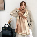 2025 New Korean-Style Geometric Scarf for Women Thickened Winter Warmer Neck Warmer Shawl Versatile Tropical for Students