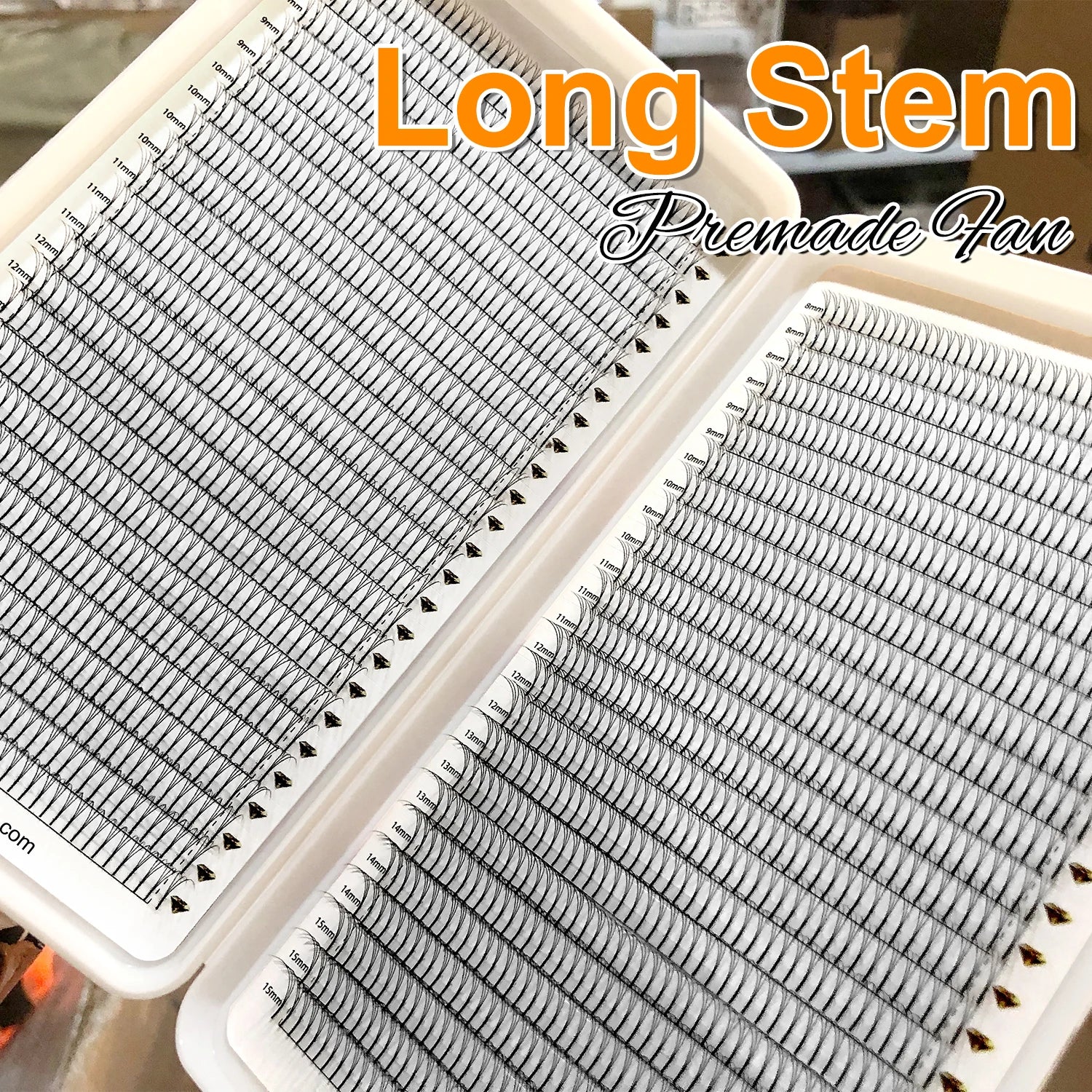 Abonnie 3D 5D 0.07 0.10 Narrow Pre-made Fans Eyelash Flat Long Stem Pre Made Lash Fans Heat Bonded Mink Premade Volume Fans