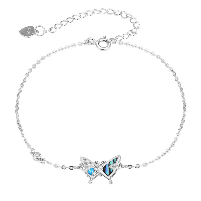 925 Silver Butterfly Jewelry Women's Fashion Versatile Bracelet Simple European and American Jewelry