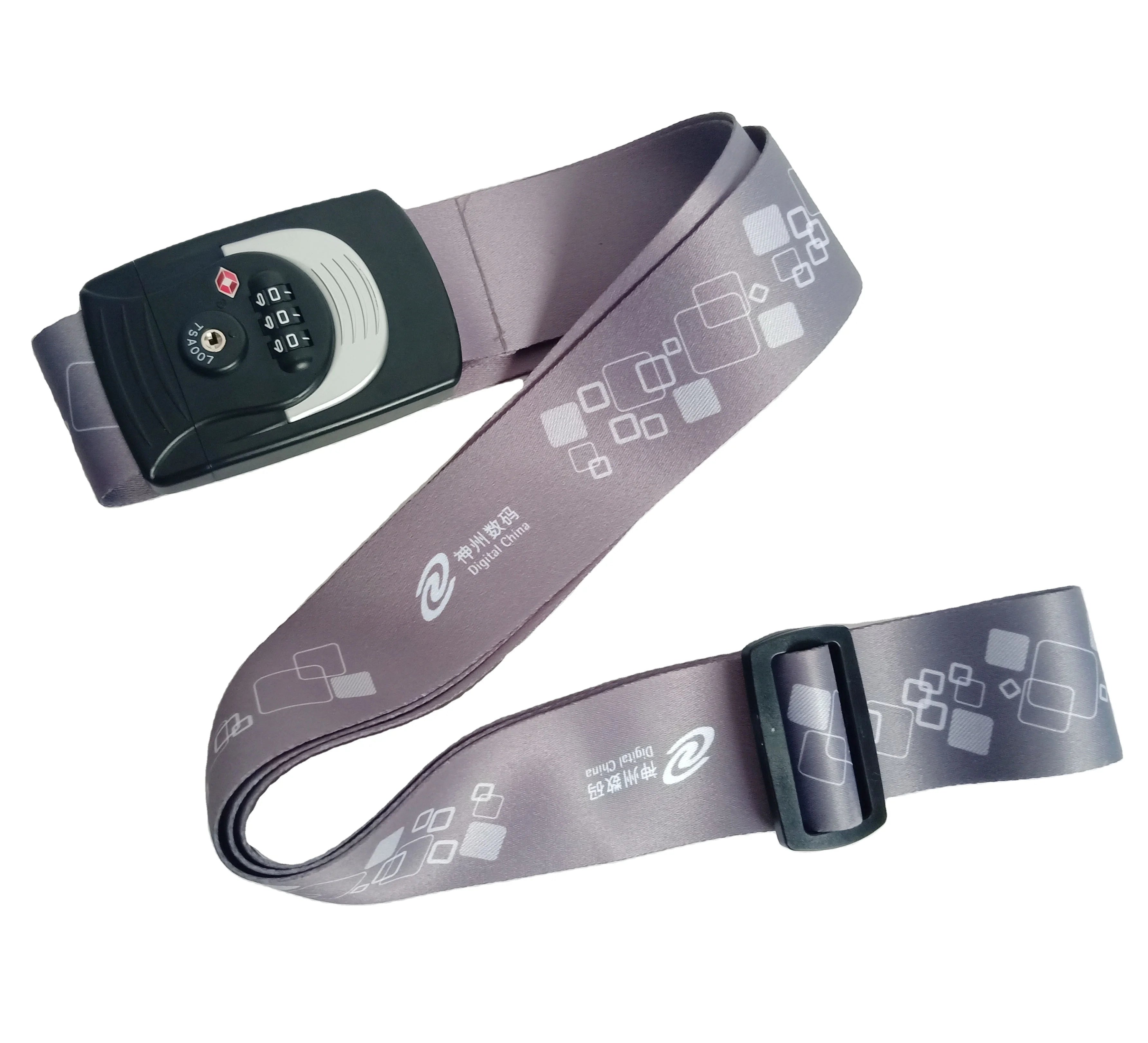 Newest Hot Sell Custom Sublimation TSA Locking Polyester/Nylon Fashion Luggage Strap Travel Luggage Belt