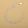 Elegant Silver Color Linked Heart Shape Charm Bracelets for Women Wholesale Jewelry