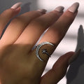Hot Sale Star and Moon Adjustable Rings Black Gun Plated Crescent Moon Stars Open Ring Jewelry for Women