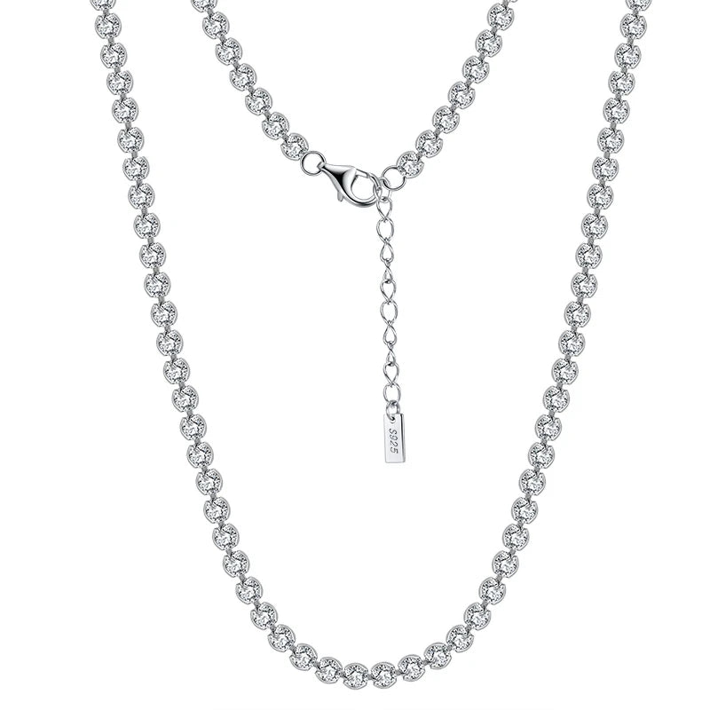 RINNTIN SC51 52 Hip Hop Diamond Tennis Chain for Women Silver Plated Iced Out CZ Chain Jewelry Mens Tennis Choker Necklace